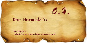 Ohr Hermiás névjegykártya